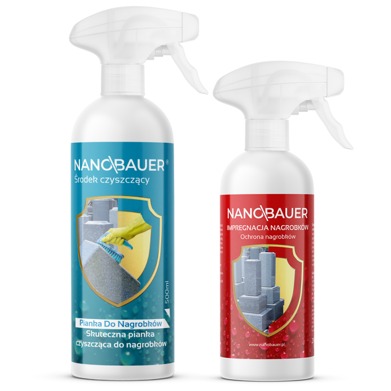 NANOBAUER Impregnat do nagrobków 250ml + CZYSZCZENIE NAGROBKÓW 500ml