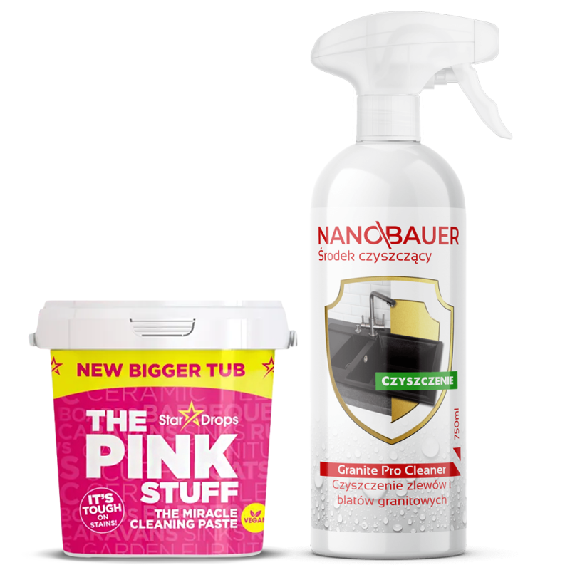 NANOBAUER GRANITE PRO CLEANER 750ml + Pasta Pink Stuff 850g