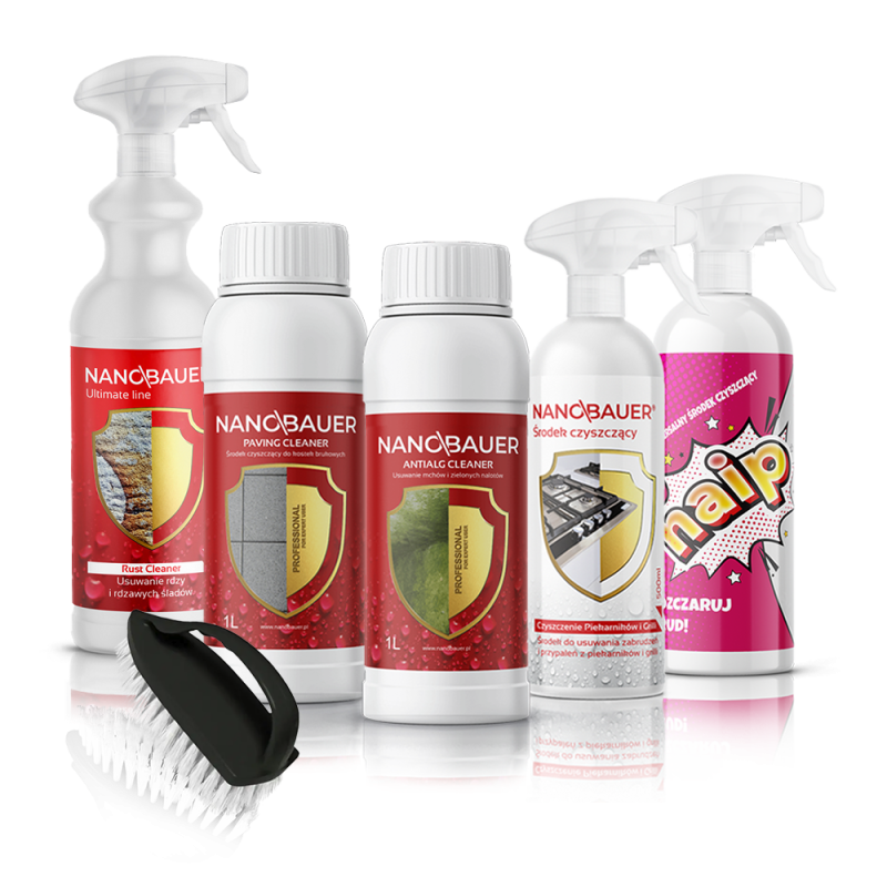 Paving Cleaner 1L + Antialg 1L + Rust Cleaner 1L + Haip 750ml + Piekarnik 500ml +  Szczotka żelazko